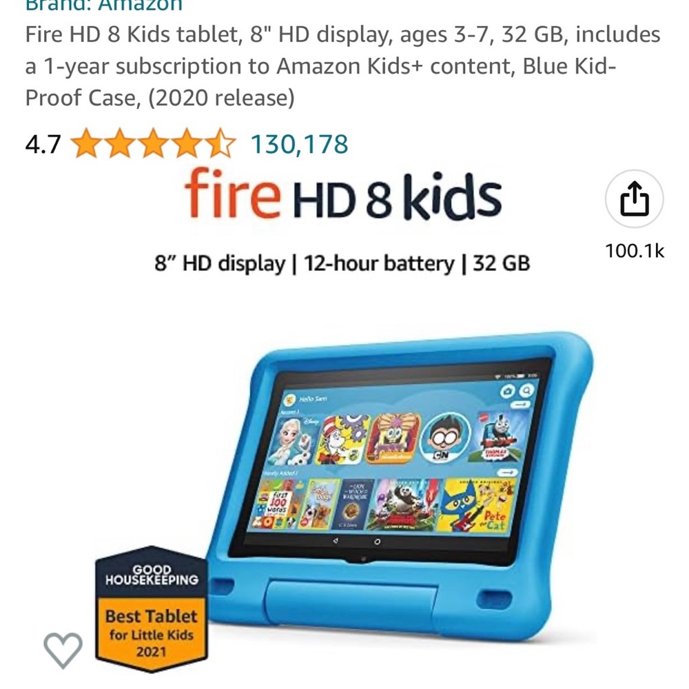 Kids Fire 8 tablet and Bluetooth headset